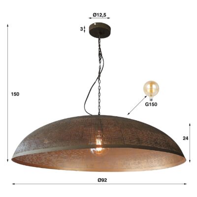 ronde hanglamp antiek brons 90 cm afbeelding 2