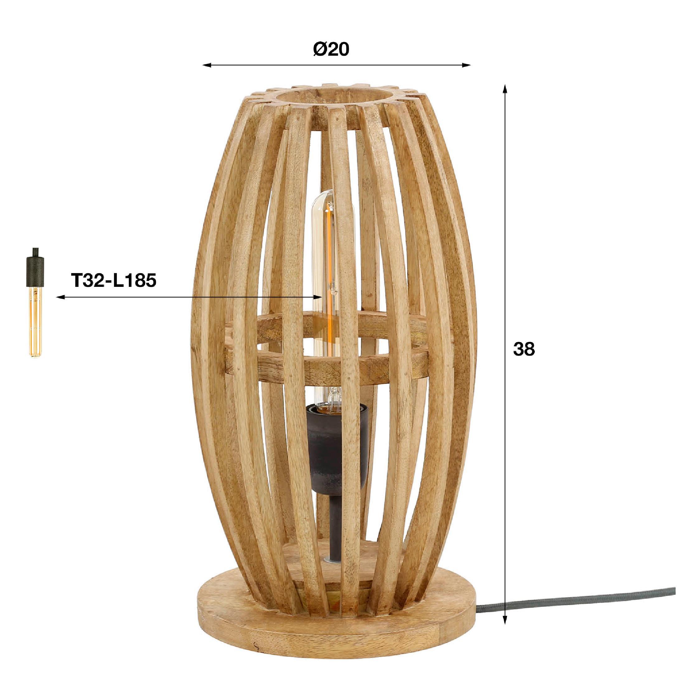 mangohouten tafellamp Siven E27 afbeelding 2