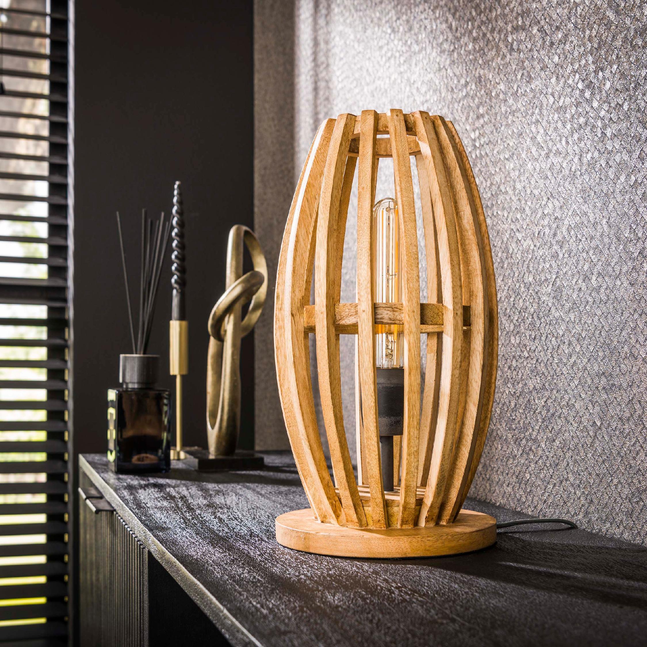 mangohouten tafellamp Siven E27 afbeelding 4