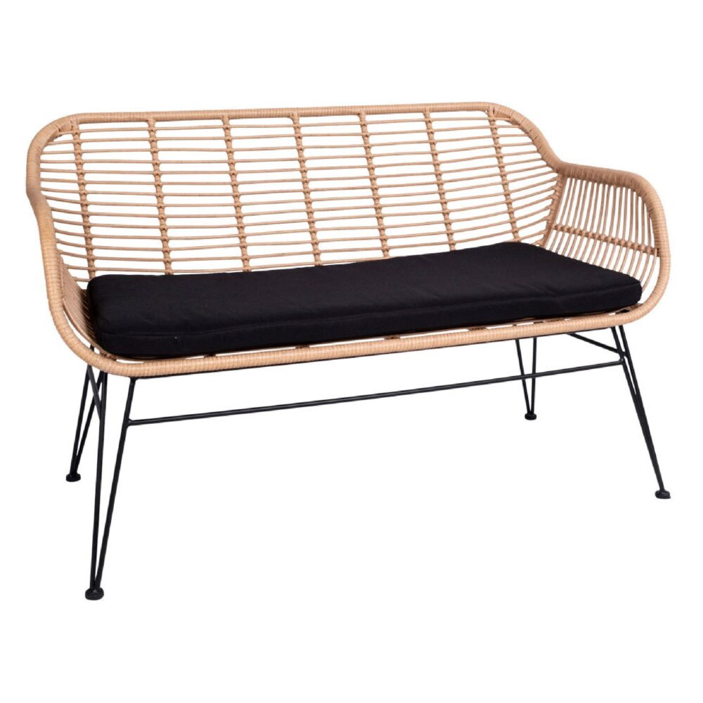 polyrattan tuinbank met kussen afbeelding 2