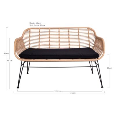 polyrattan tuinbank met kussen afbeelding 5