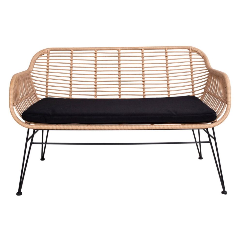 polyrattan tuinbank met kussen afbeelding 1