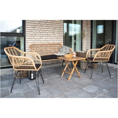 polyrattan tuinbank met kussen afbeelding 7