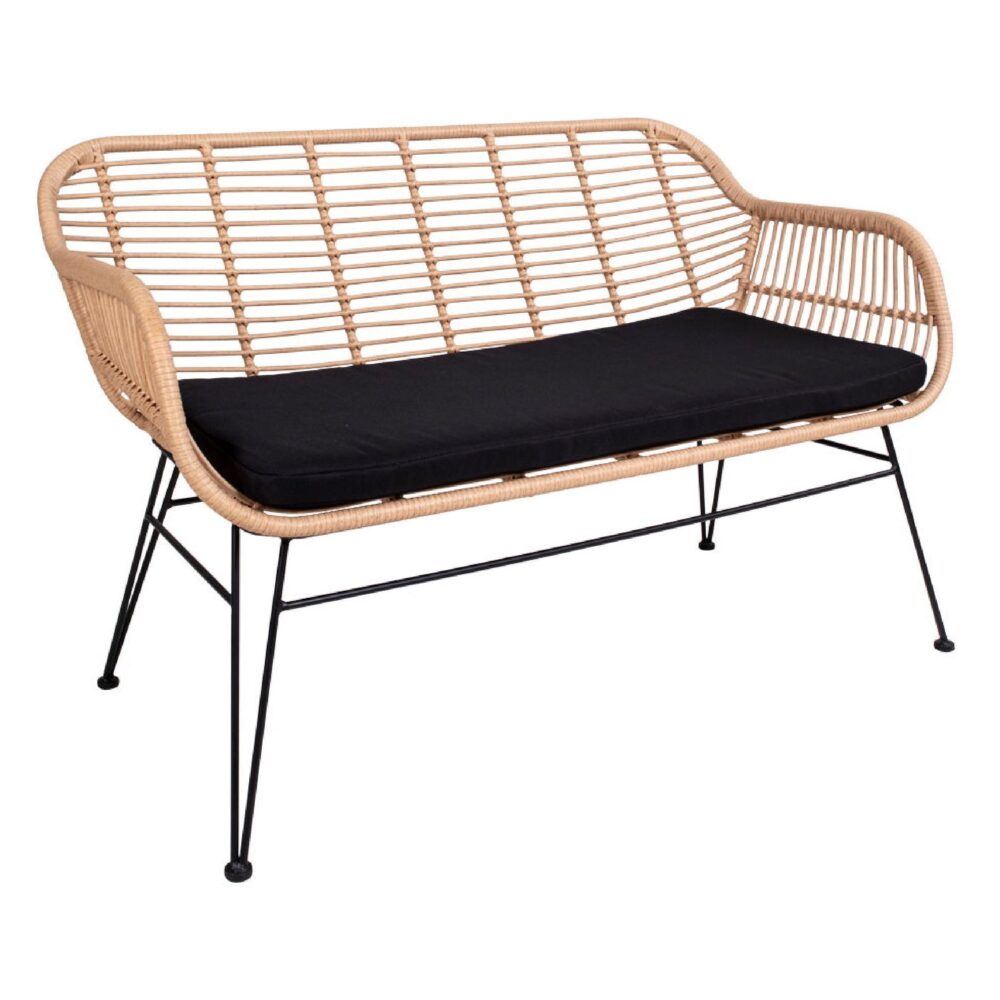 polyrattan tuinbank met kussen afbeelding 3