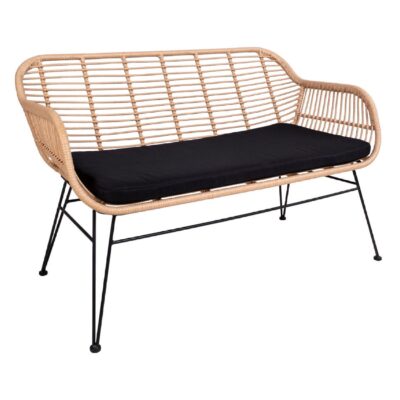 polyrattan tuinbank met kussen afbeelding 3