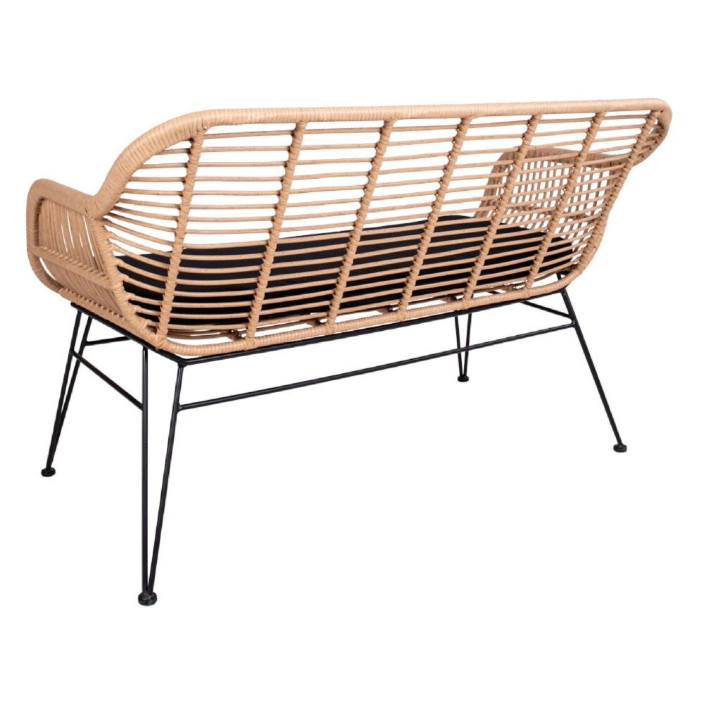 polyrattan tuinbank met kussen afbeelding 4