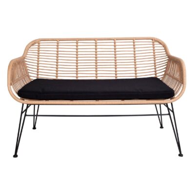 polyrattan tuinbank met kussen afbeelding 1