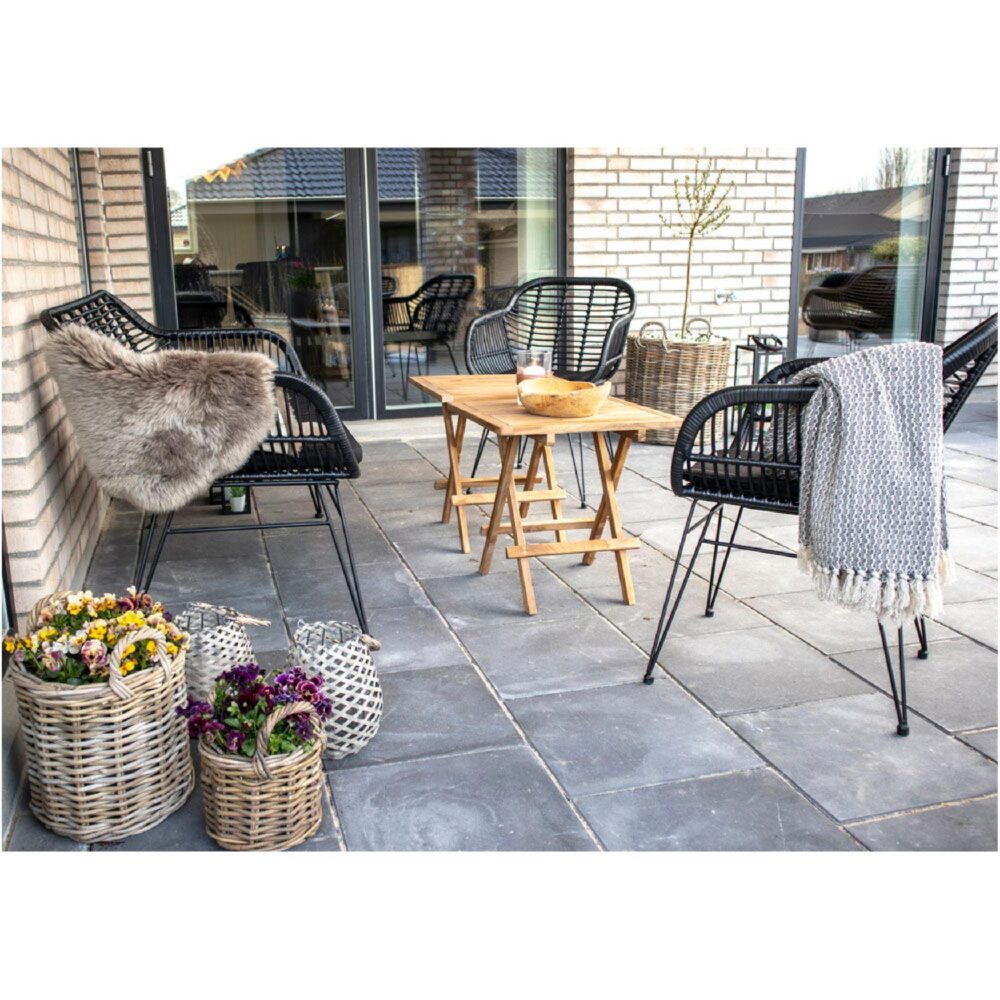 zwarte polyrattan tuinbank met kussen afbeelding 8