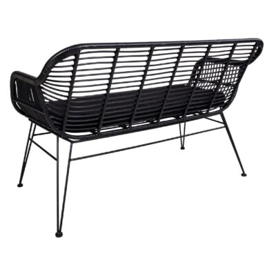 zwarte polyrattan tuinbank met kussen afbeelding 4