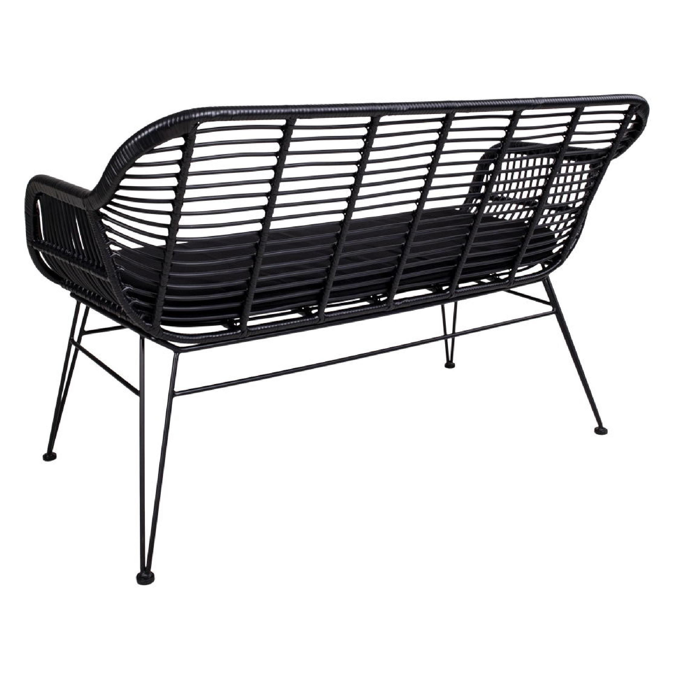 zwarte polyrattan tuinbank met kussen afbeelding 4
