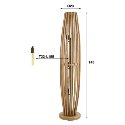 Siven mangohouten vloerlamp 3-lichts afbeelding 2