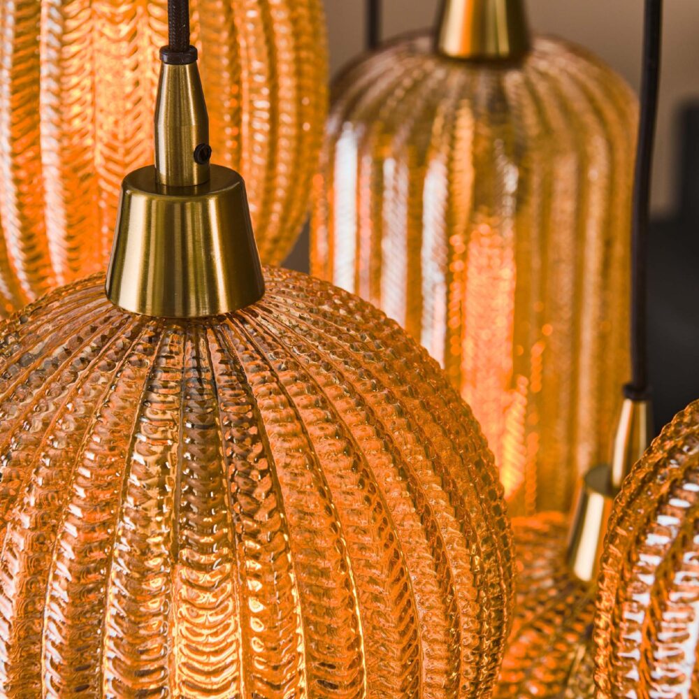 Milo amber glazen hanglamp 7-lichts afbeelding 4