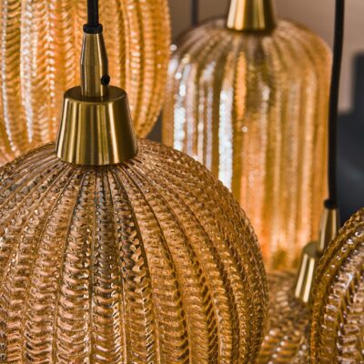 Milo amber glazen hanglamp 7-lichts afbeelding 5