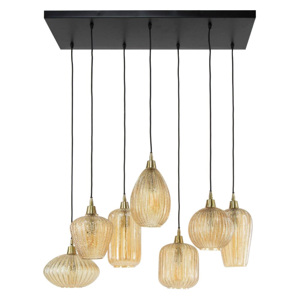 Milo amber glazen hanglamp 7-lichts afbeelding 1