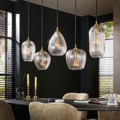 5 lichts hanglamp eettafel diamantglas afbeelding 4