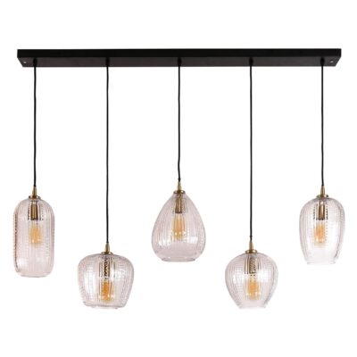 5 lichts hanglamp eettafel diamantglas afbeelding 1