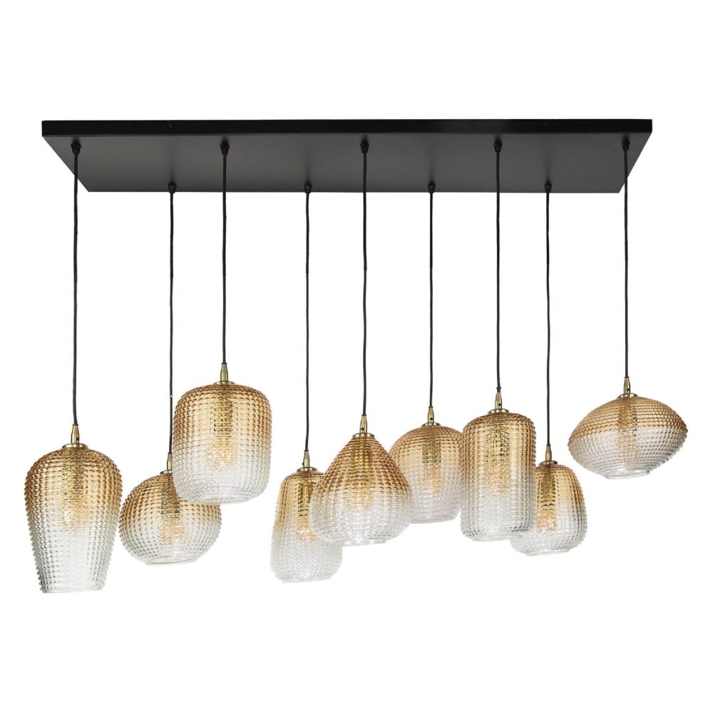 9-lichts amber glazen hanglamp afbeelding 1