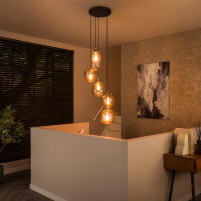 getrapte glazen hanglamp 5-lichts afbeelding 3