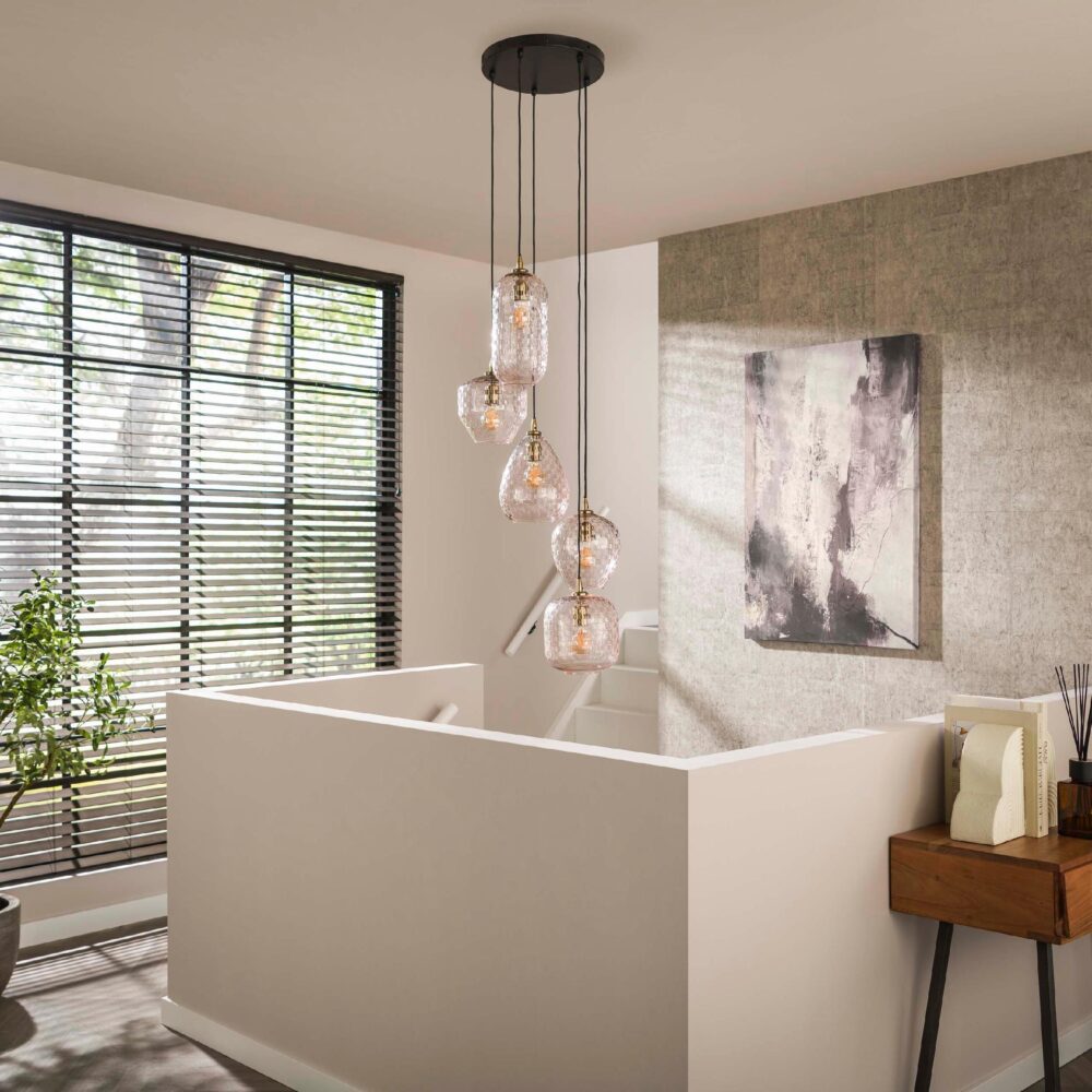 getrapte glazen hanglamp 5-lichts afbeelding 4