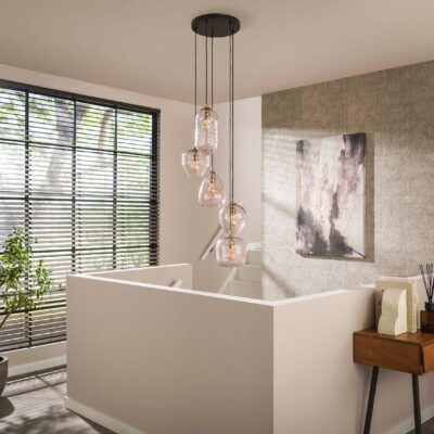 getrapte glazen hanglamp 5-lichts afbeelding 4