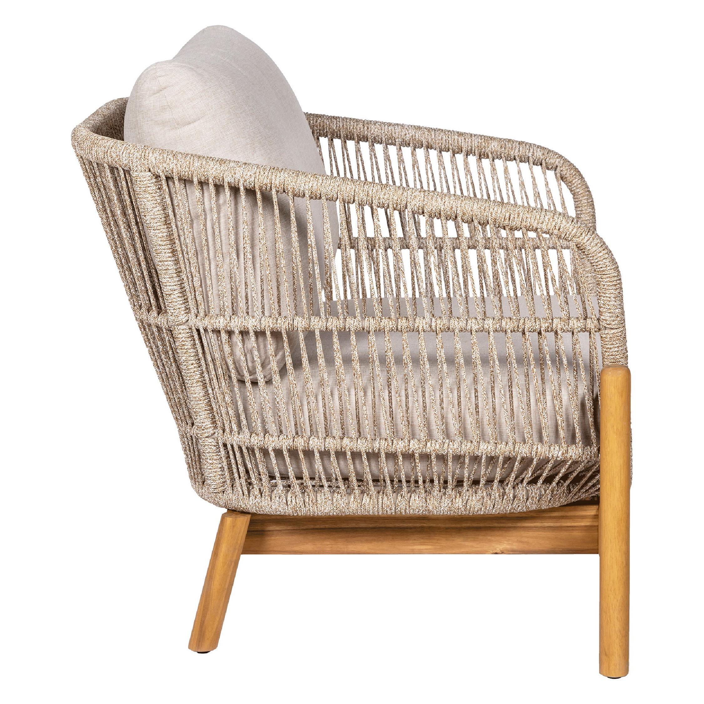 acaciahouten loungestoel met kussen afbeelding 3