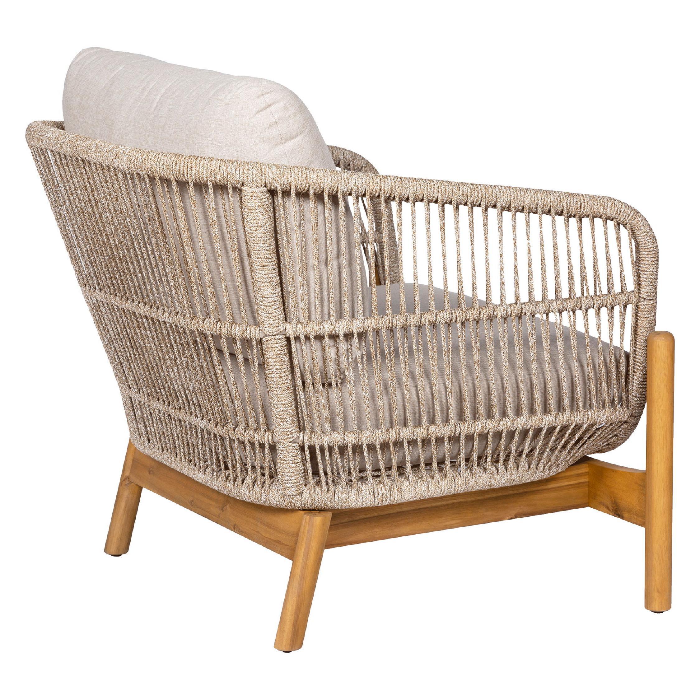 acaciahouten loungestoel met kussen afbeelding 4