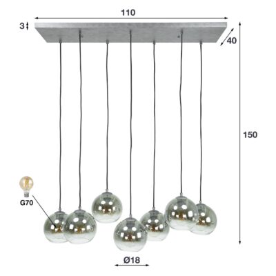 rookglas hanglamp Tivo 7-lichts afbeelding 2