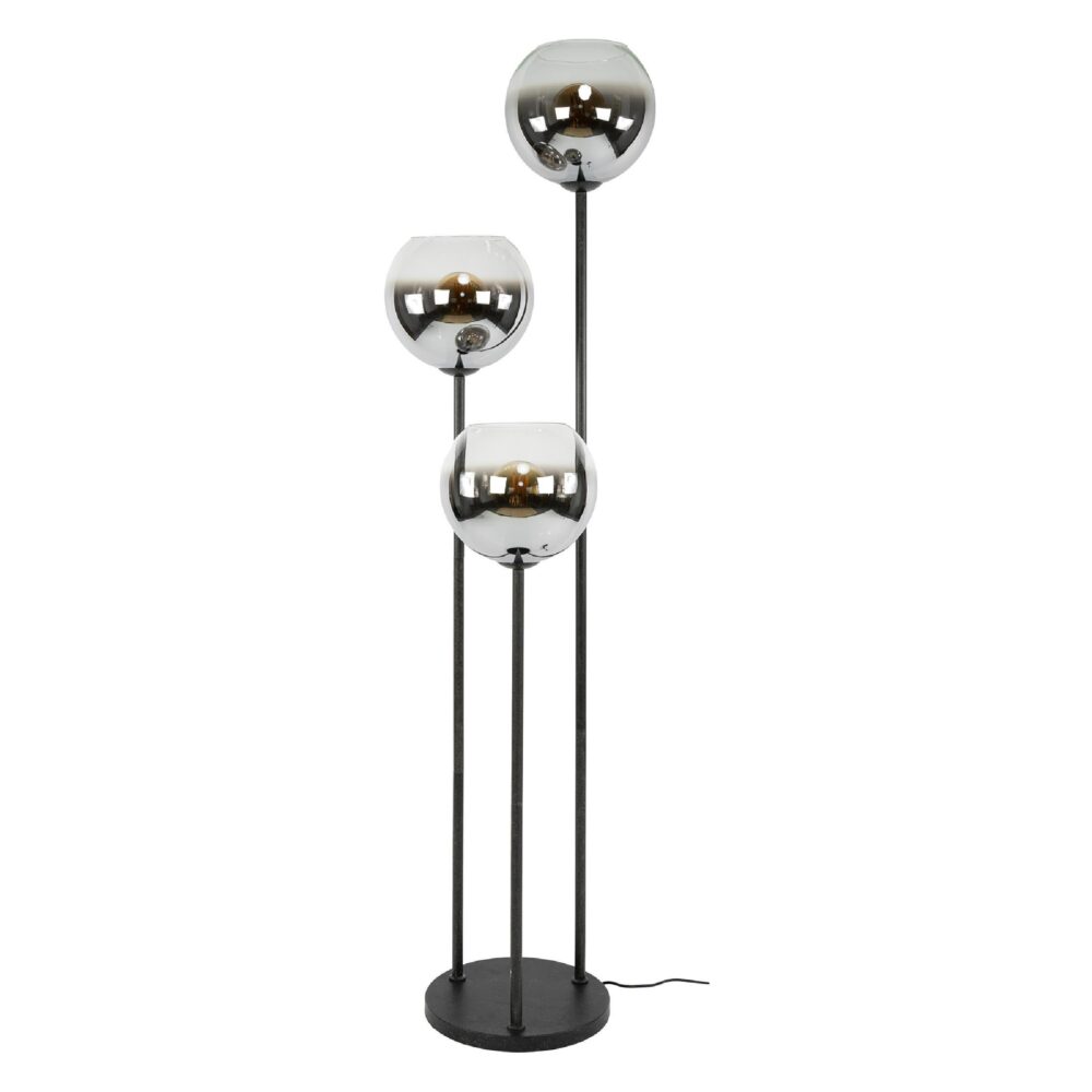 Tivo zwarte 3-lichts vloerlamp met rookglas bollen afbeelding 1