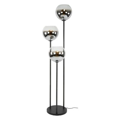 Tivo zwarte 3-lichts vloerlamp met rookglas bollen afbeelding 1