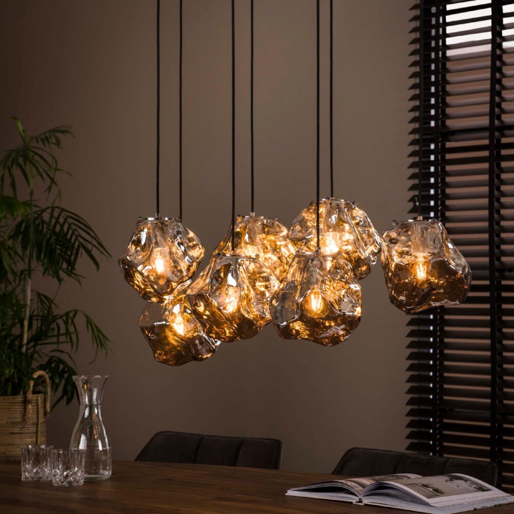 Ravo 7-lichts glazen design hanglamp chroom afbeelding 6