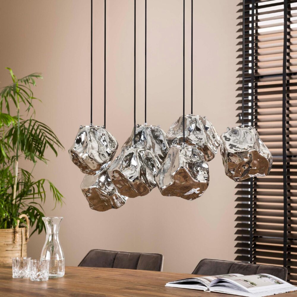 Ravo 7-lichts glazen design hanglamp chroom afbeelding 3