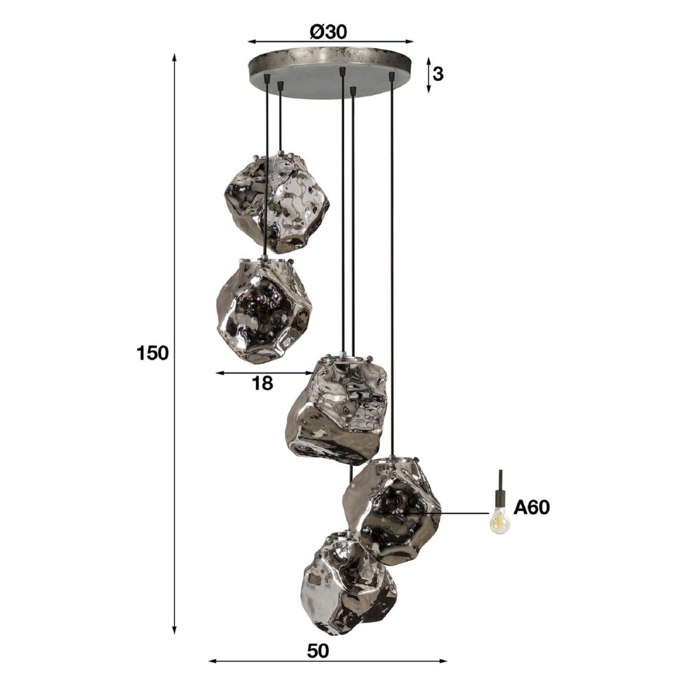 Ravo glazen hanglamp 5-lichts afbeelding 2