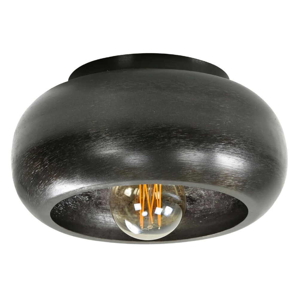 Nori ronde plafondlamp zwart nikkel 34 cm afbeelding 1