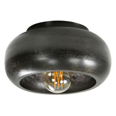 Nori ronde plafondlamp zwart nikkel 34 cm afbeelding 1