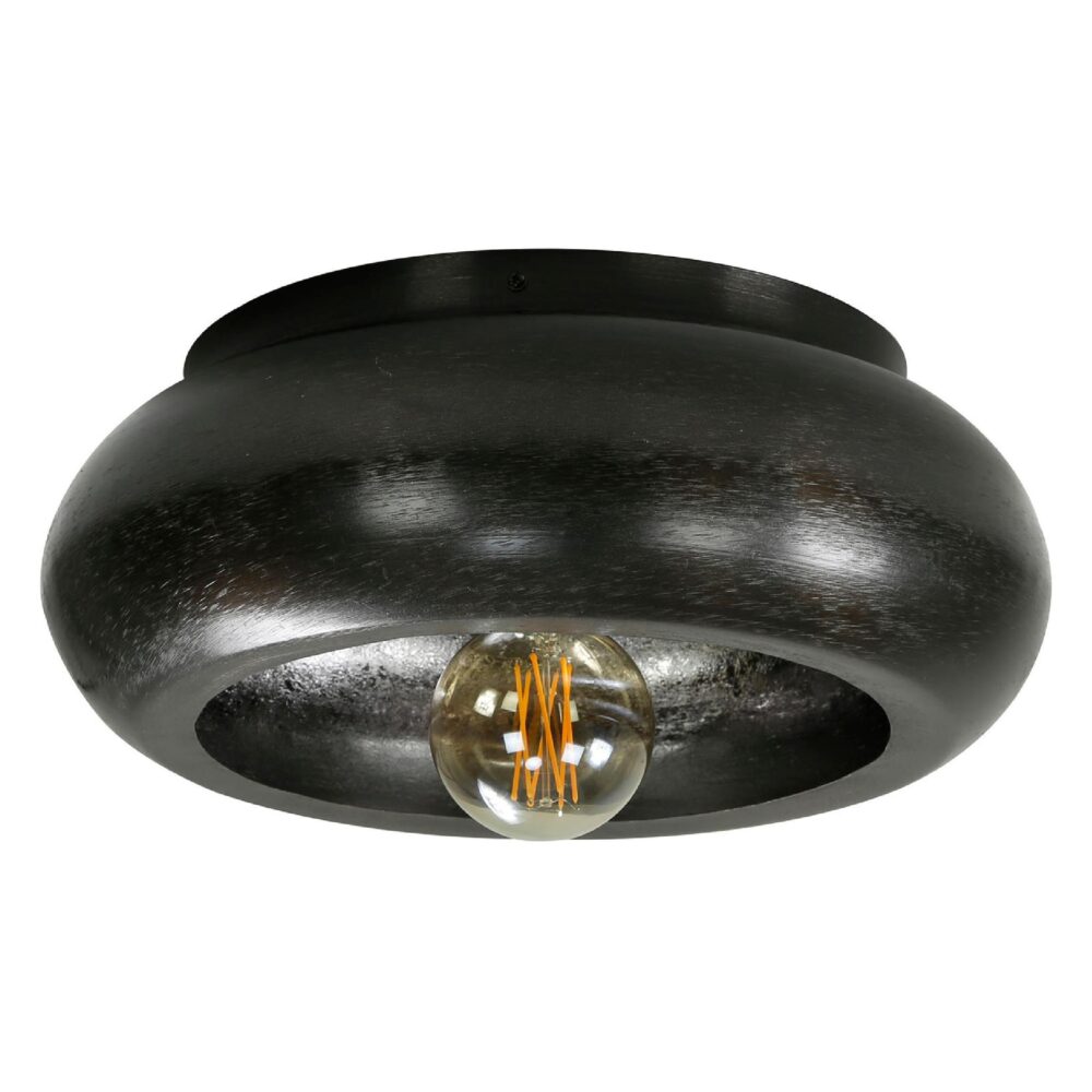 Nori ronde plafondlamp zwart nikkel afbeelding 1