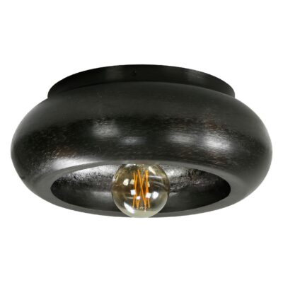 Nori ronde plafondlamp zwart nikkel afbeelding 1