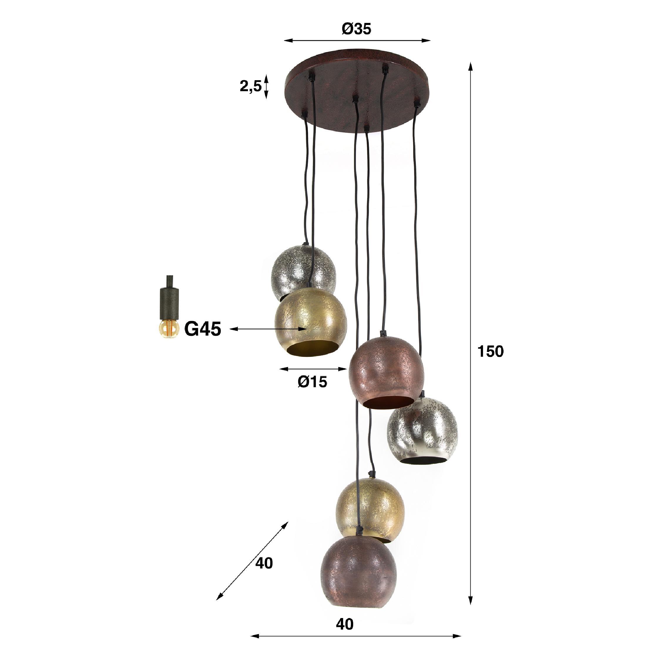 Nest of Nora hanglamp 6-lichts bol getrapt afbeelding 2