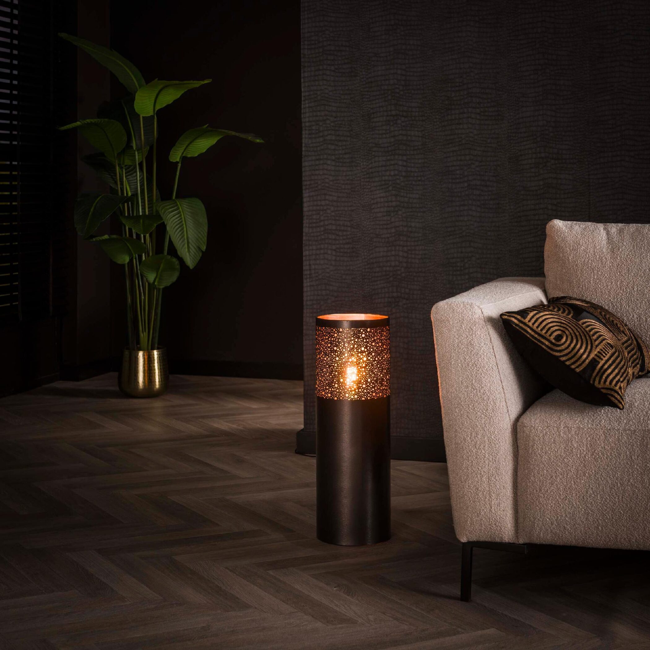Aven cilindervormige vloerlamp zwart nikkel afbeelding 3