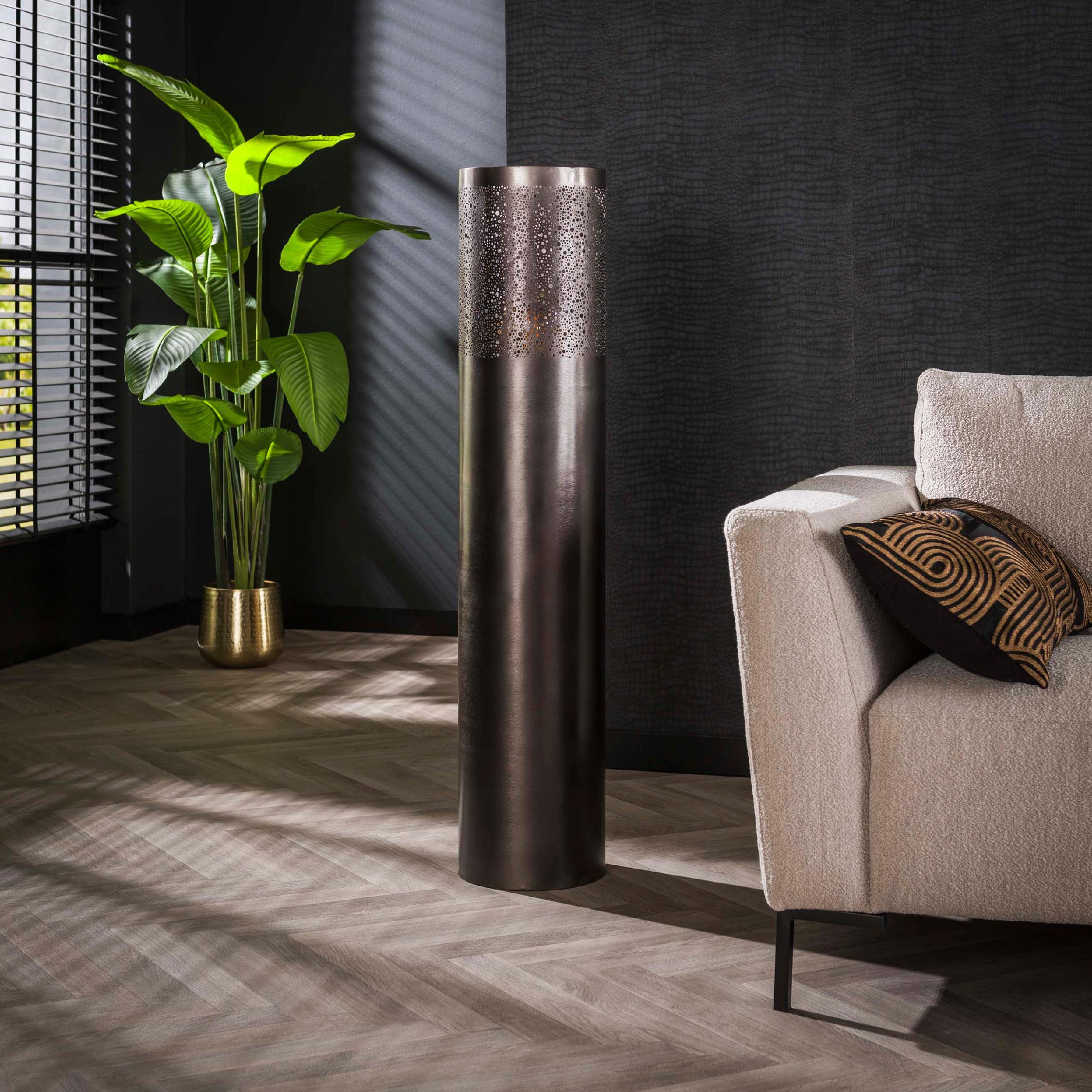 cilindervormige vloerlamp Aven zwart nikkel afbeelding 4