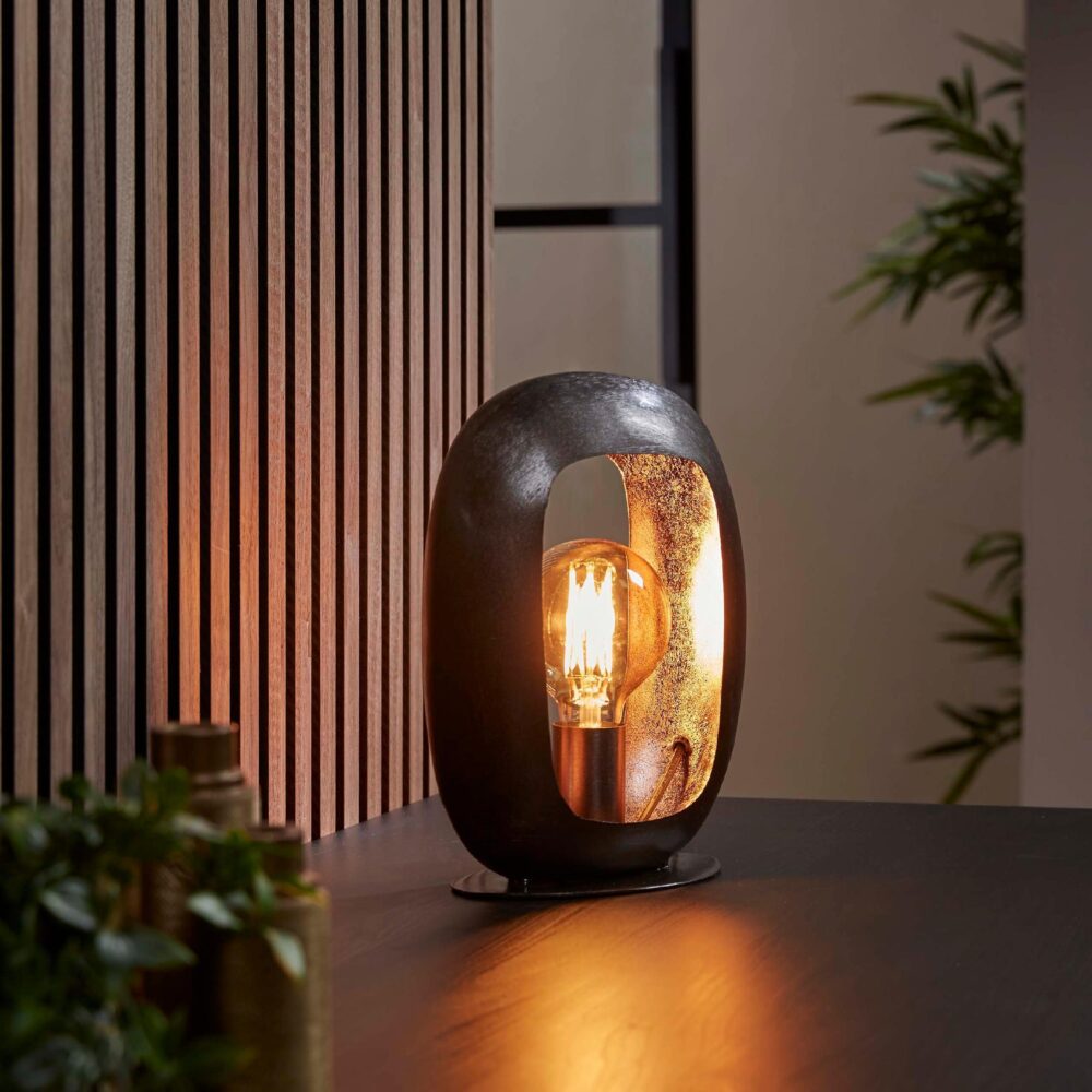 Rivo boogdesign tafellamp zwart nikkel afbeelding 3