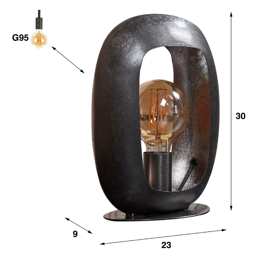 Rivo boogdesign tafellamp zwart nikkel afbeelding 2