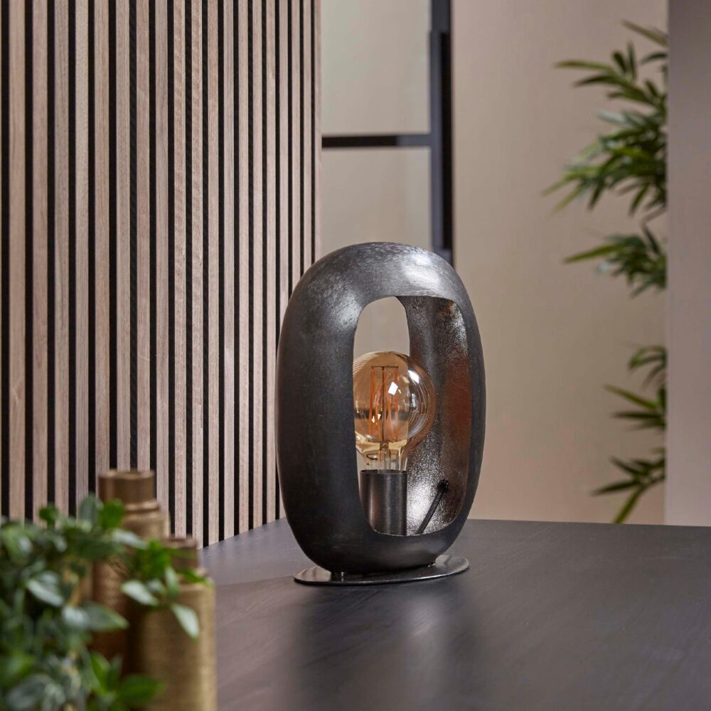 Rivo boogdesign tafellamp zwart nikkel afbeelding 4