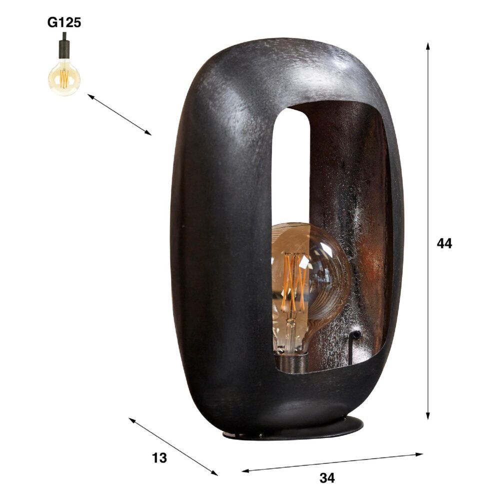 Rivo XL boogdesign tafellamp zwart nikkel afbeelding 2