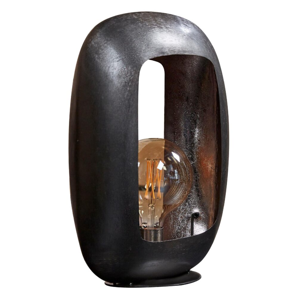 Rivo XL boogdesign tafellamp zwart nikkel afbeelding 1