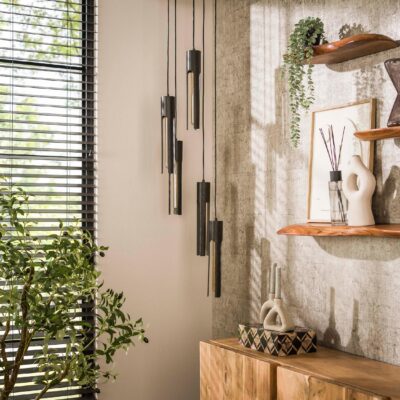 Evian 5-lichts buisvormige hanglamp zwart afbeelding 4