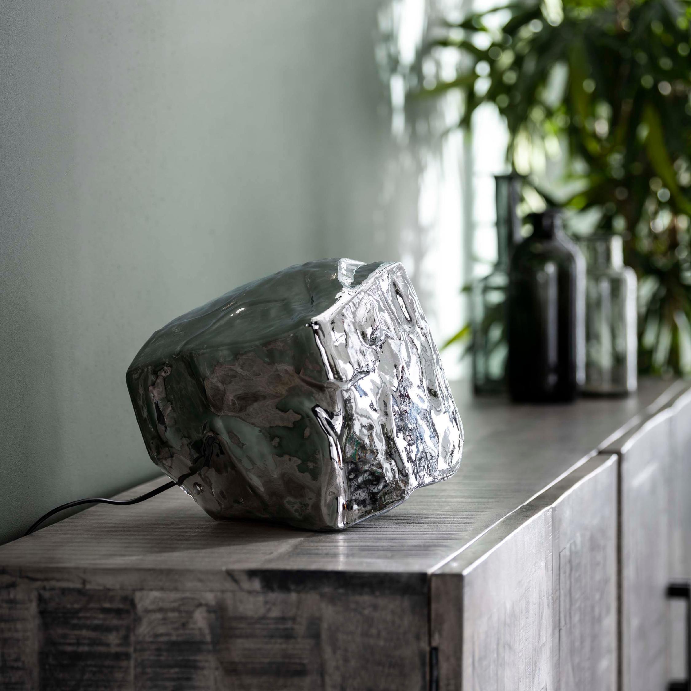 Ravo glazen tafellamp chroom afbeelding 4