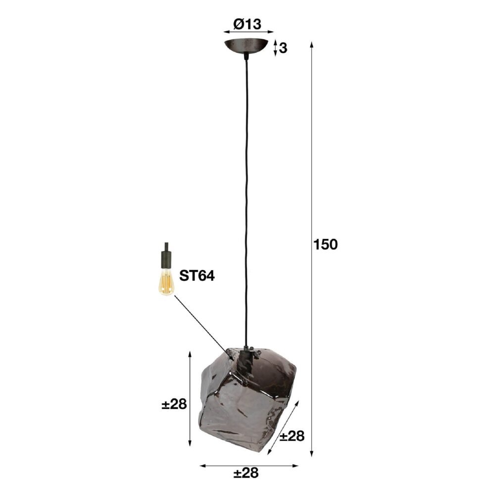 Ravo glazen hanglamp chroom afbeelding 2