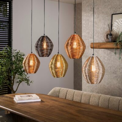 Nest of Nora 5-lichts hanglamp boven eettafel afbeelding 6