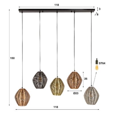 Nest of Nora 5-lichts hanglamp boven eettafel afbeelding 2