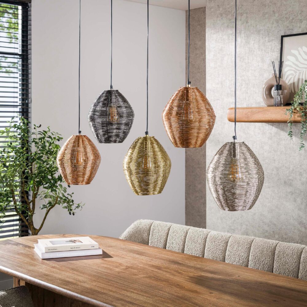 Nest of Nora 5-lichts hanglamp boven eettafel afbeelding 4
